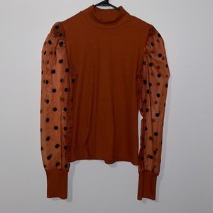 Vintage Turtle neck with sheer Polk dotted sleeves